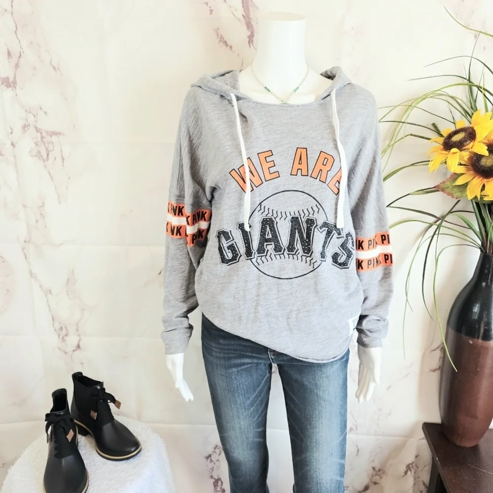 PINK Victoria's Secret Gray and Orange Giants Hoodie
